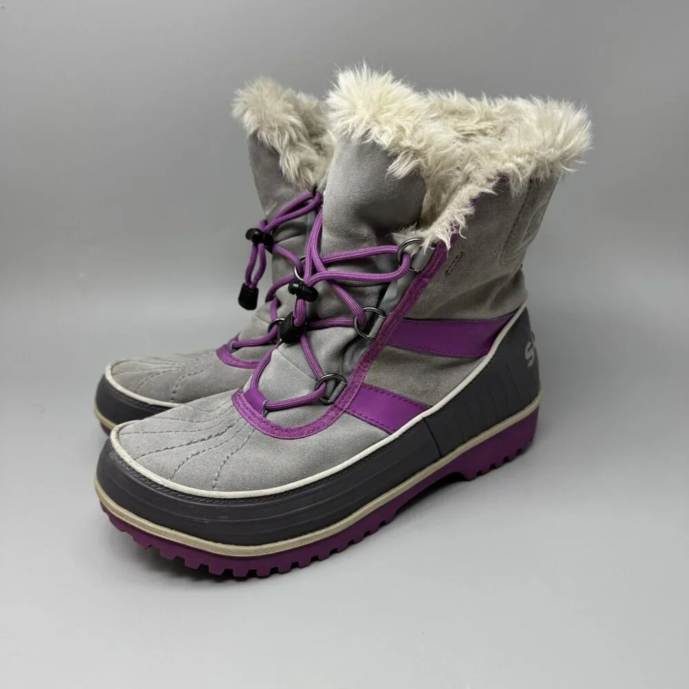 Sorel Womens Tivoli II Gray Leather Round Toe Lace Up Ankle Snow Boots Size 7 - Picture 2 of 8